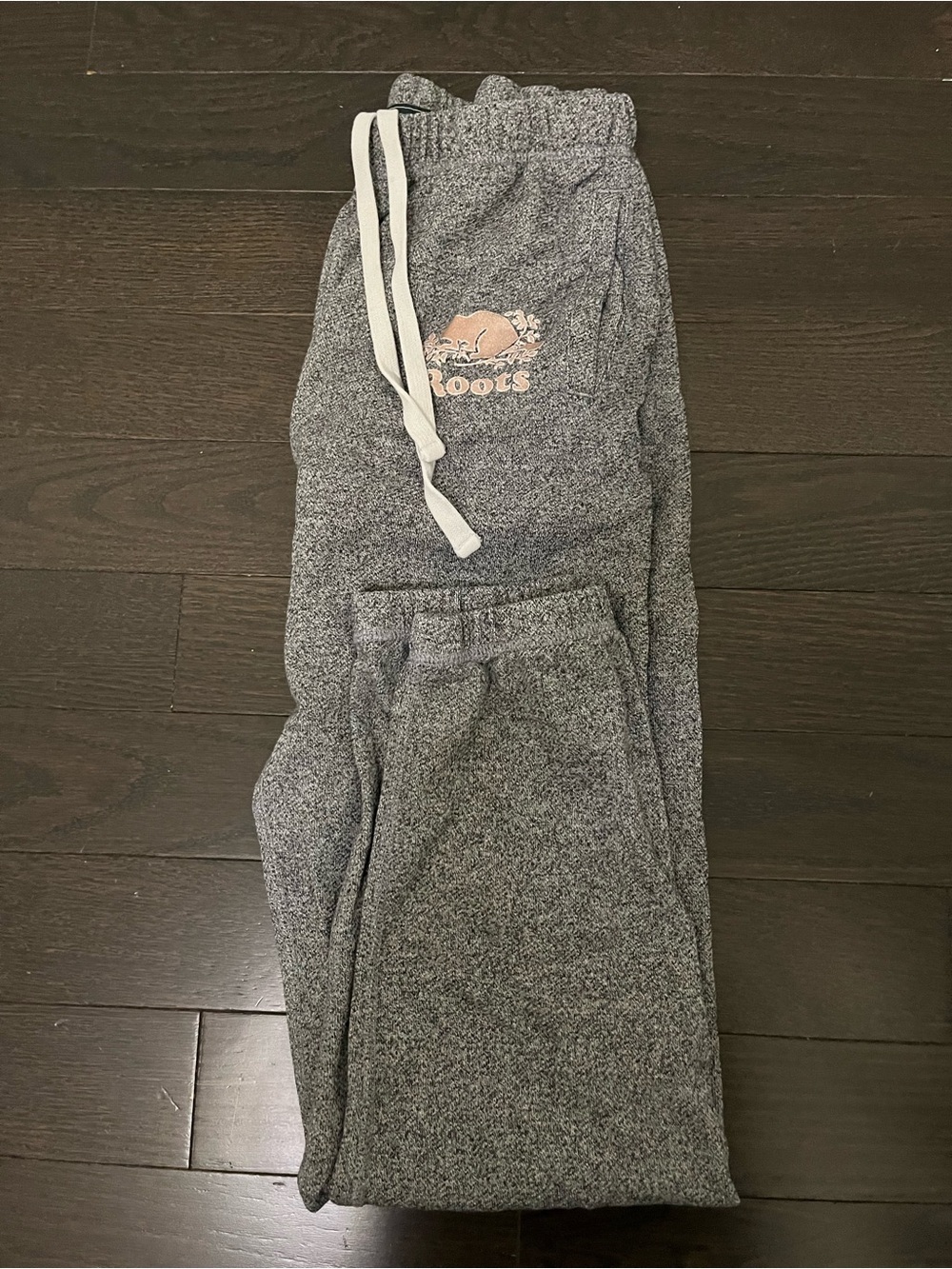 Roots Kids Heather Gray Sweatpants with White Drawstring